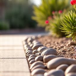 Walkway bordered with landscape rock in a Tucson garden