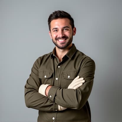 Debris hauling expert clearing construction waste with protective gloves in Tucson