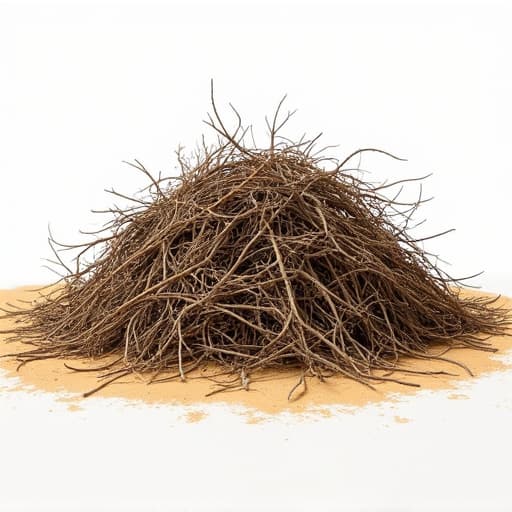 Pile of cleared mesquite branches and dry brush ready for debris hauling in Saddle Brook.