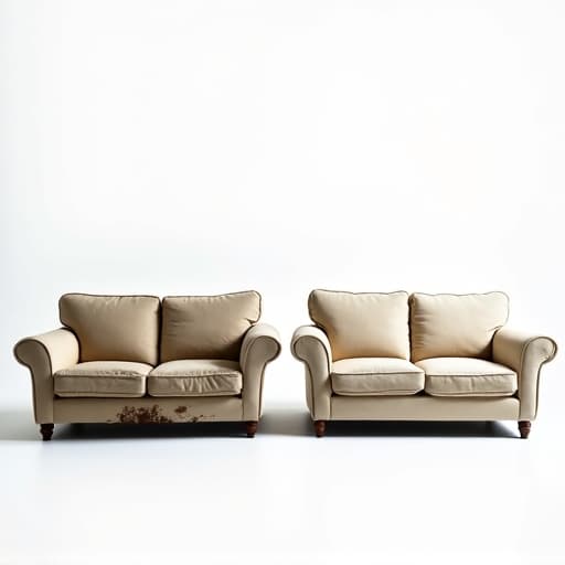 Junk removal crew hauling old, damaged furniture from a Tucson home