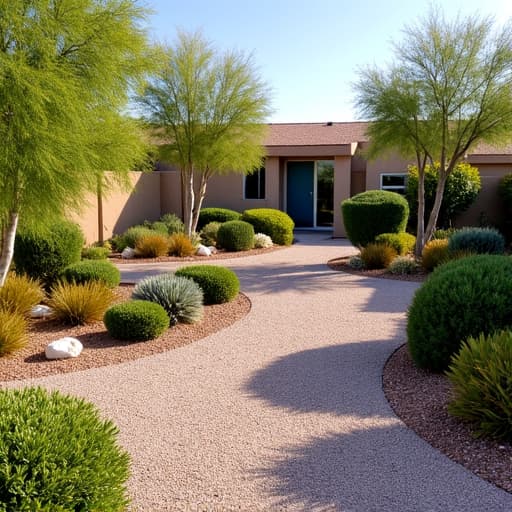After image showcasing an Oro Valley home with a perfectly manicured, HOA-ready landscape, including refined desert plantings and a clear, well-maintained yard.