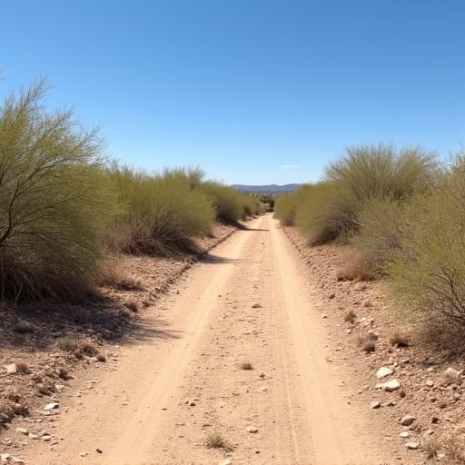 Before image of a cluttered desert lot in Oro Valley requiring brush clearing and junk removal. This image shows a messy yard awaiting a professional cleanup service.