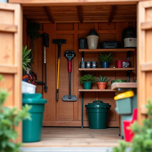 Shed cleanout and debris hauling in Sahuarita, transforming a cluttered shed into usable space