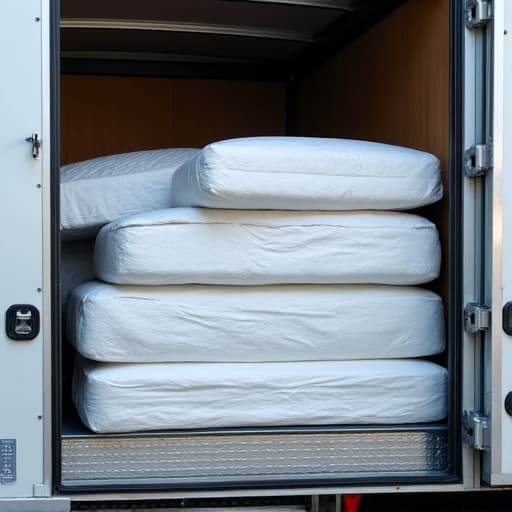 Professional junk haulers carefully removing an old mattress from a home