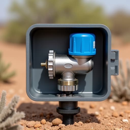 Tucson irrigation repair technician inspecting valves