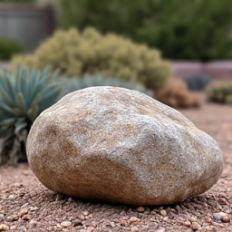 Boulder rock artistry taking shape in a Green Valley xeriscape.