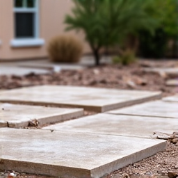 Before original patio removal and after with new installation in Casas Adobes