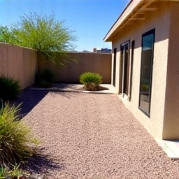 After: Completed gravel patio and landscaping at a Green Valley home