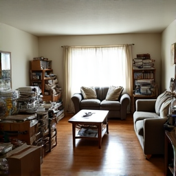 Before estate cleanout in Green Valley, AZ showing a room filled with old furniture and clutter, typical of a home near Quail Creek. Professional estate cleanout service to help declutter in Green Valley.
