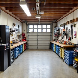 Garage junk removal Tucson packed garage before. A garage overflowing with old items, non-functional appliances, and general junk requiring removal service in Tucson.