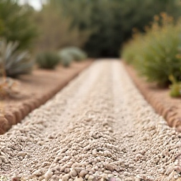 Gravel installation process for a Tucson desert landscape project.