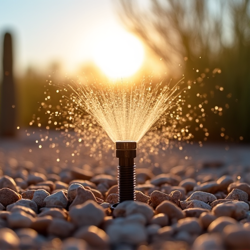 irrigation repair technician adjusting drip system valve Marana Arizona
