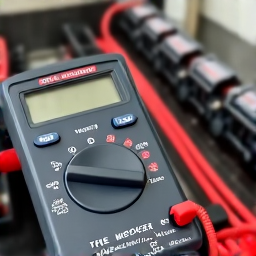 Technician testing sprinkler solenoid with a multimeter