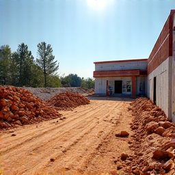 Cleaned construction site after professional debris hauling in Oro Valley. This image demonstrates a tidy and organized construction area, cleared of all post-construction waste.