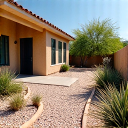 Revitalized garden after professional yard cleanup in Oro Valley. This image presents a transformed, neat, and appealing garden space, highlighting effective landscaping services.