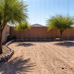 Area cleared of tree trimming waste after hauling service in Oro Valley. This image displays a clean space after all tree debris has been efficiently removed.