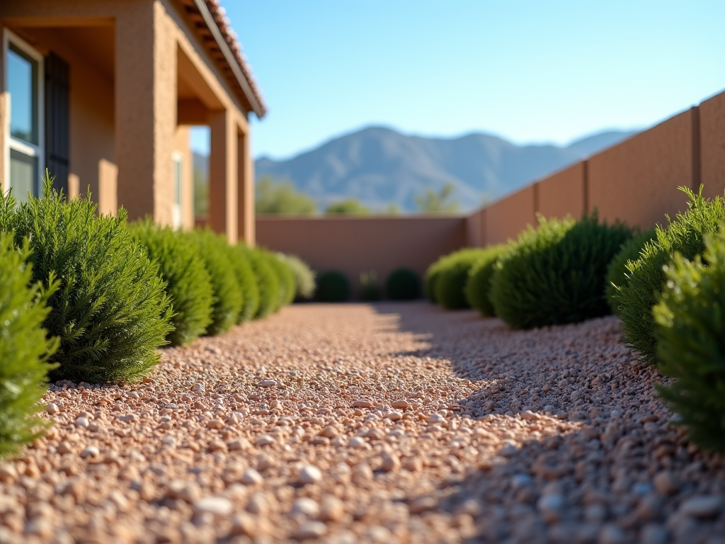 Clean and well-maintained residential yard in Marana, Arizona, after professional yard cleanup services, showcasing removed debris and manicured landscape.