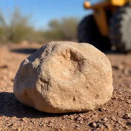 Rock delivery and careful placement for Catalina Foothills xeriscape project.