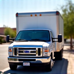 Junk removal truck parked in a residential area of Tucson