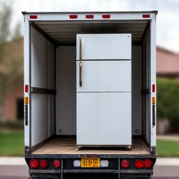 Stacked washing machine and dryer ready for appliance removal in Tucson