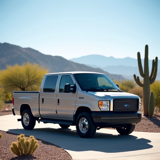 Tucson junk removal crew clearing residential debris with a truck and mountain views in the background