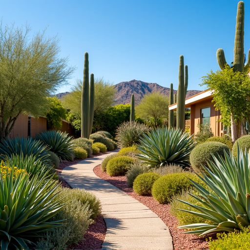 Clean and well-maintained house landscape in Tucson